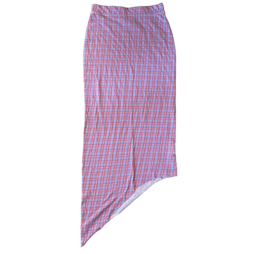FRANK & EILEEN Tee Lab pink Plaid Asymmetrical Midi Skirt